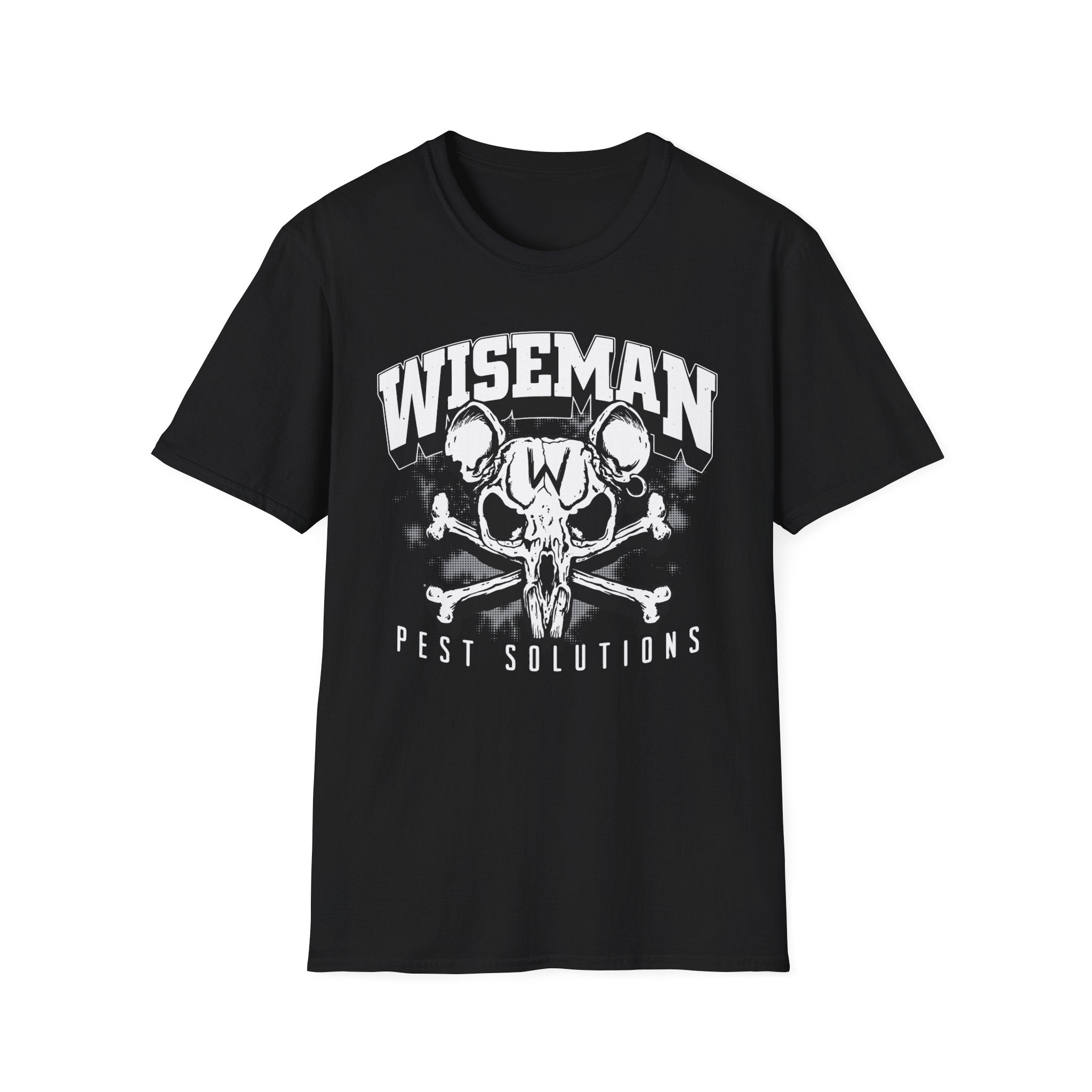 Wiseman Pest Solutions Rat Skull Logo T-Shirt | Exterminator Graphic Tee