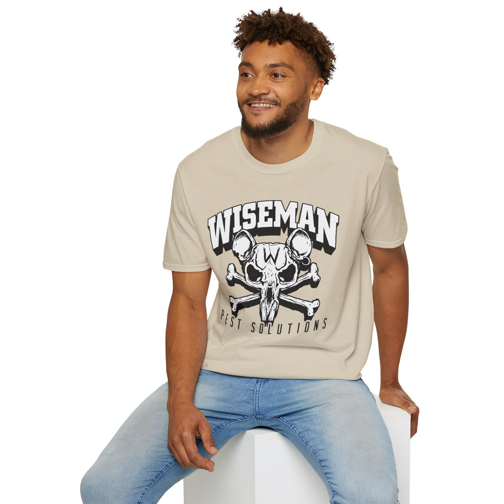 Wiseman Pest Solutions Rat Skull Logo T-Shirt | Exterminator Graphic Tee