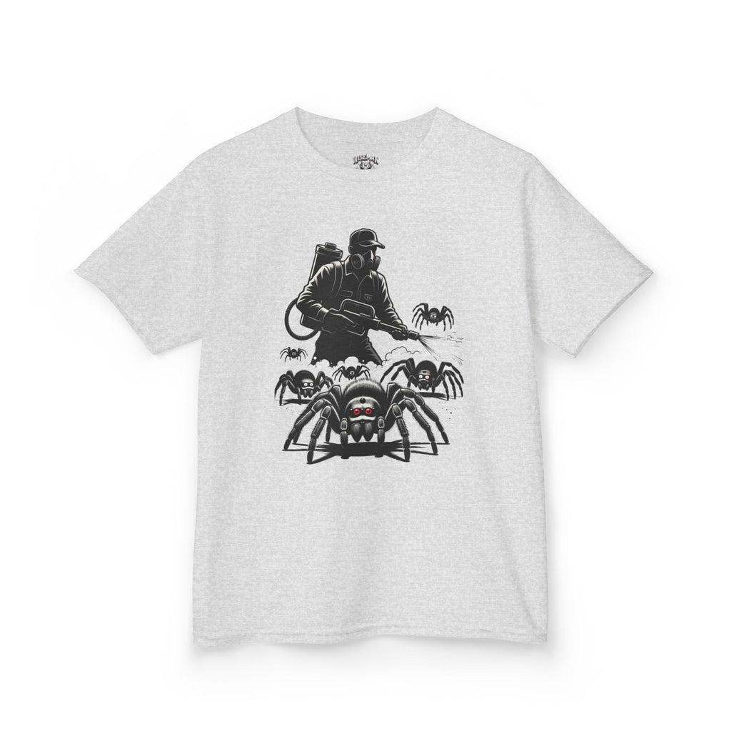Kids Spider Apocalypse Tee — Creepy Crawly with Exterminator Graphic
