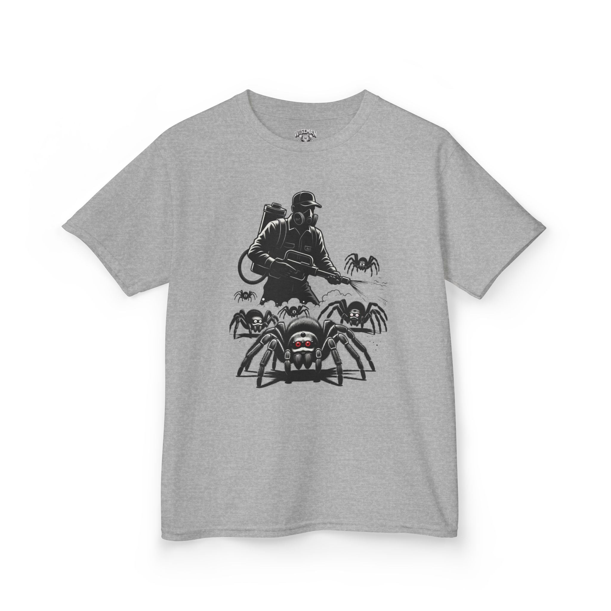 Kids Spider Apocalypse Tee — Creepy Crawly with Exterminator Graphic