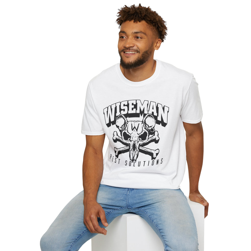 Wiseman Pest Solutions Rat Skull Logo T-Shirt | Exterminator Graphic Tee
