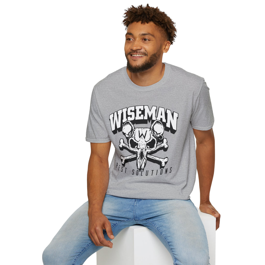 Wiseman Pest Solutions Rat Skull Logo T-Shirt | Exterminator Graphic Tee