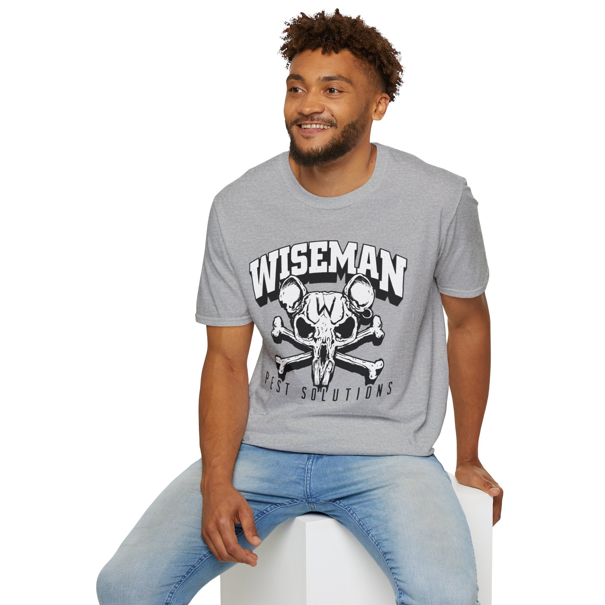 Wiseman Pest Solutions Rat Skull Logo T-Shirt | Exterminator Graphic Tee