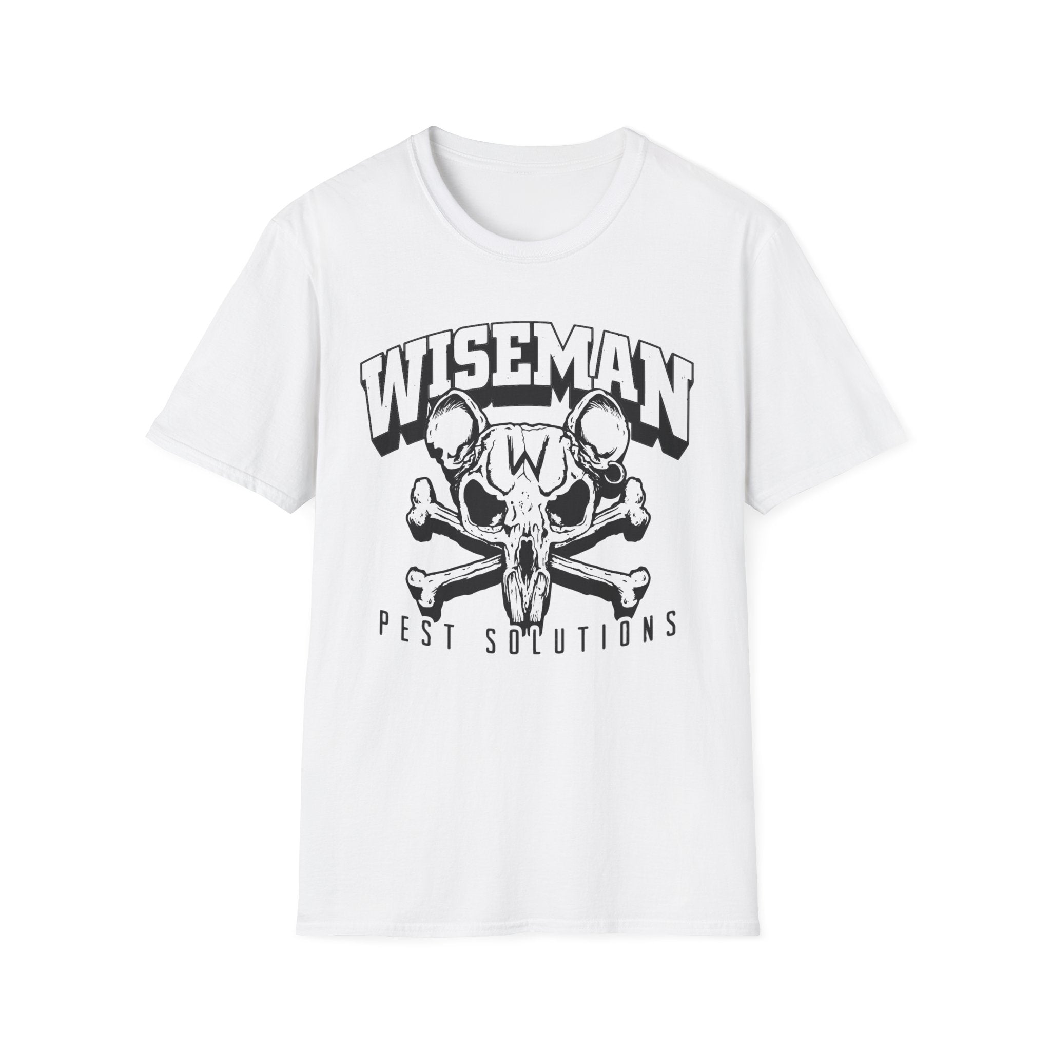 Wiseman Pest Solutions Rat Skull Logo T-Shirt | Exterminator Graphic Tee