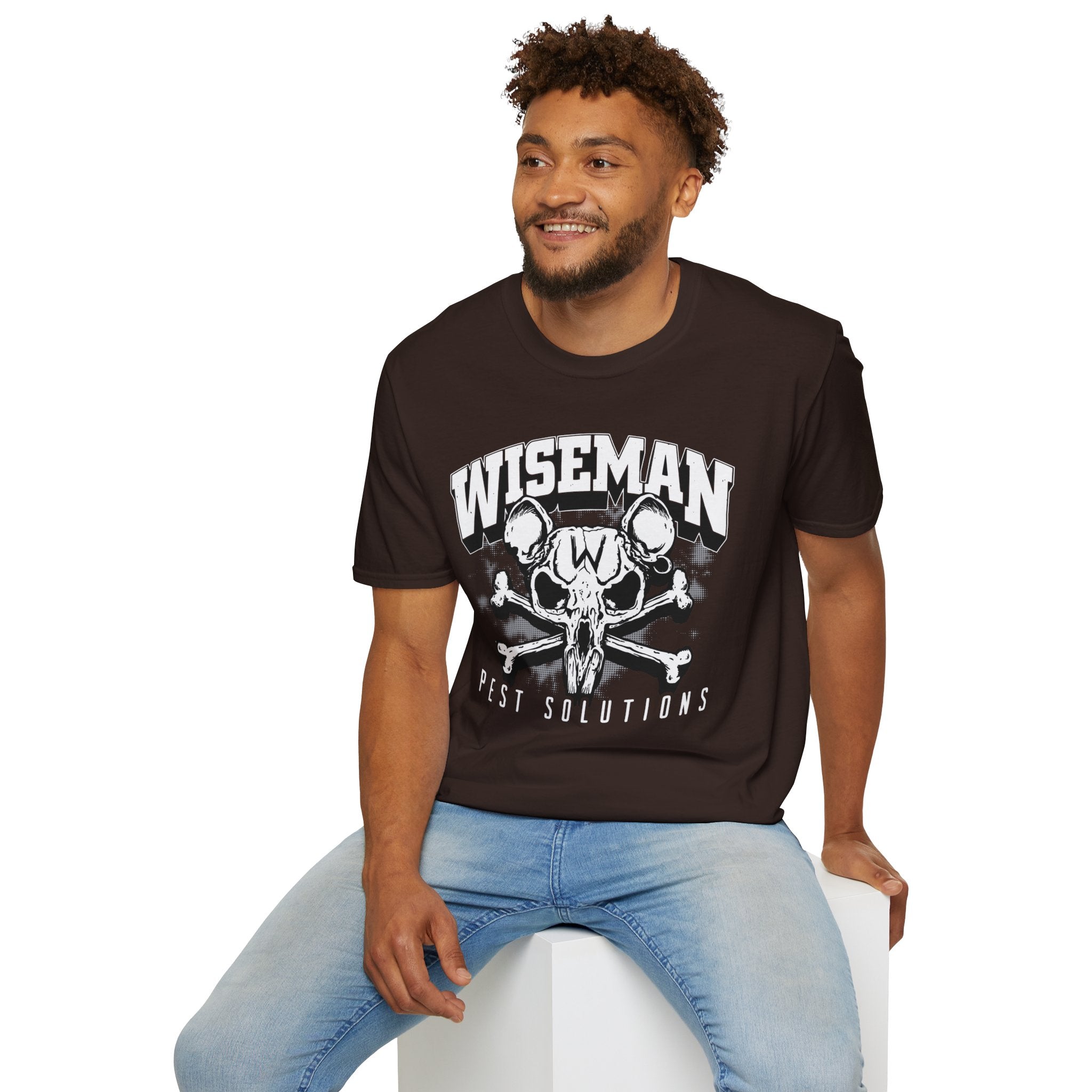 Wiseman Pest Solutions Rat Skull Logo T-Shirt | Exterminator Graphic Tee