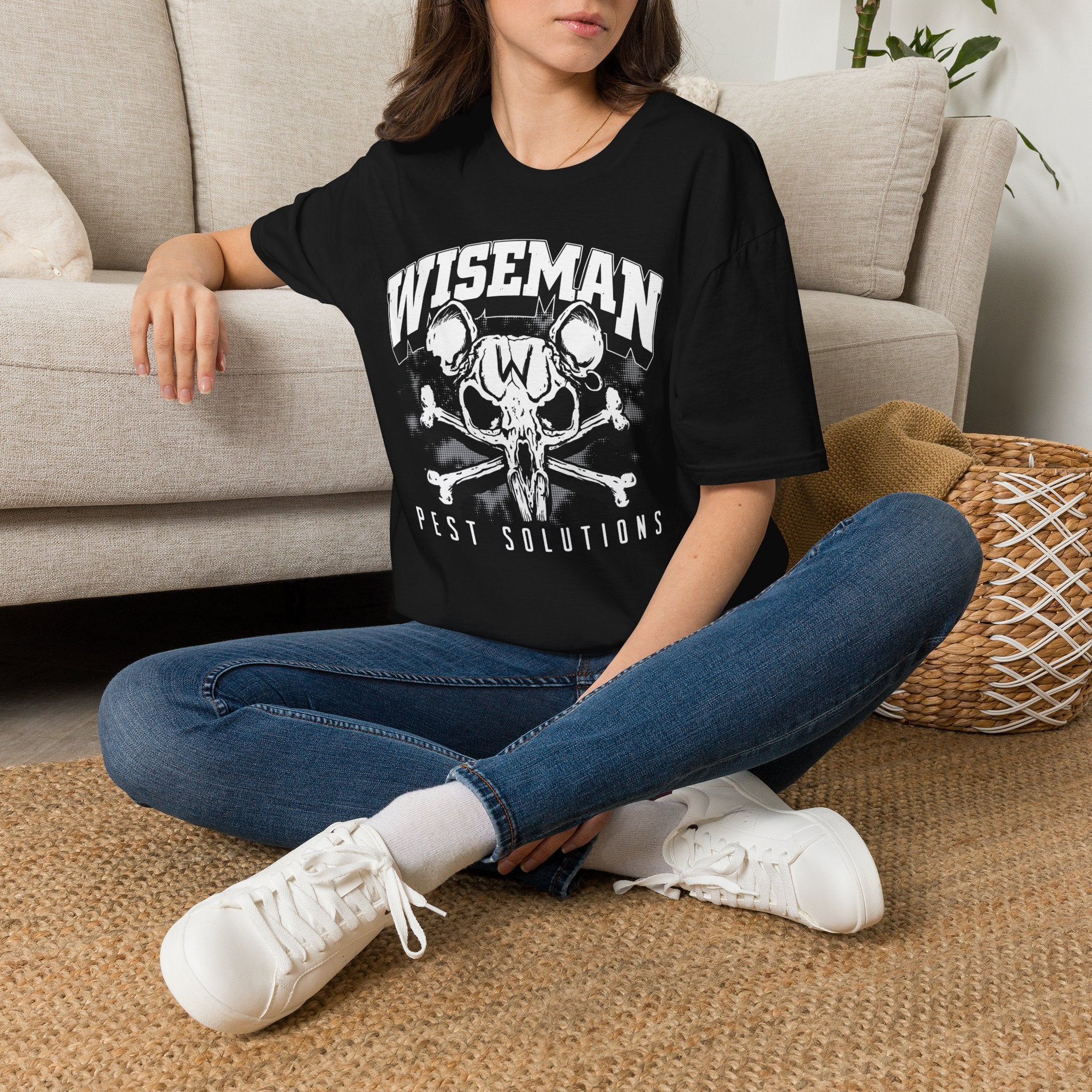 Wiseman Pest Solutions Rat Skull Logo T-Shirt | Exterminator Graphic Tee