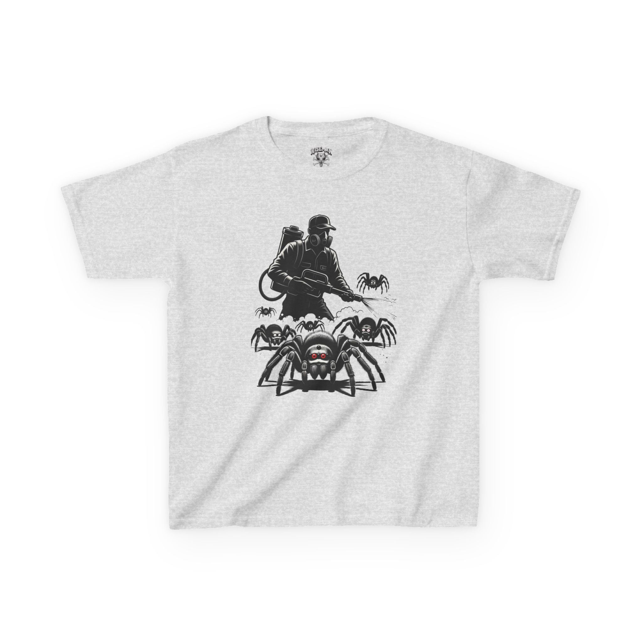 Kids Spider Apocalypse Tee — Creepy Crawly with Exterminator Graphic