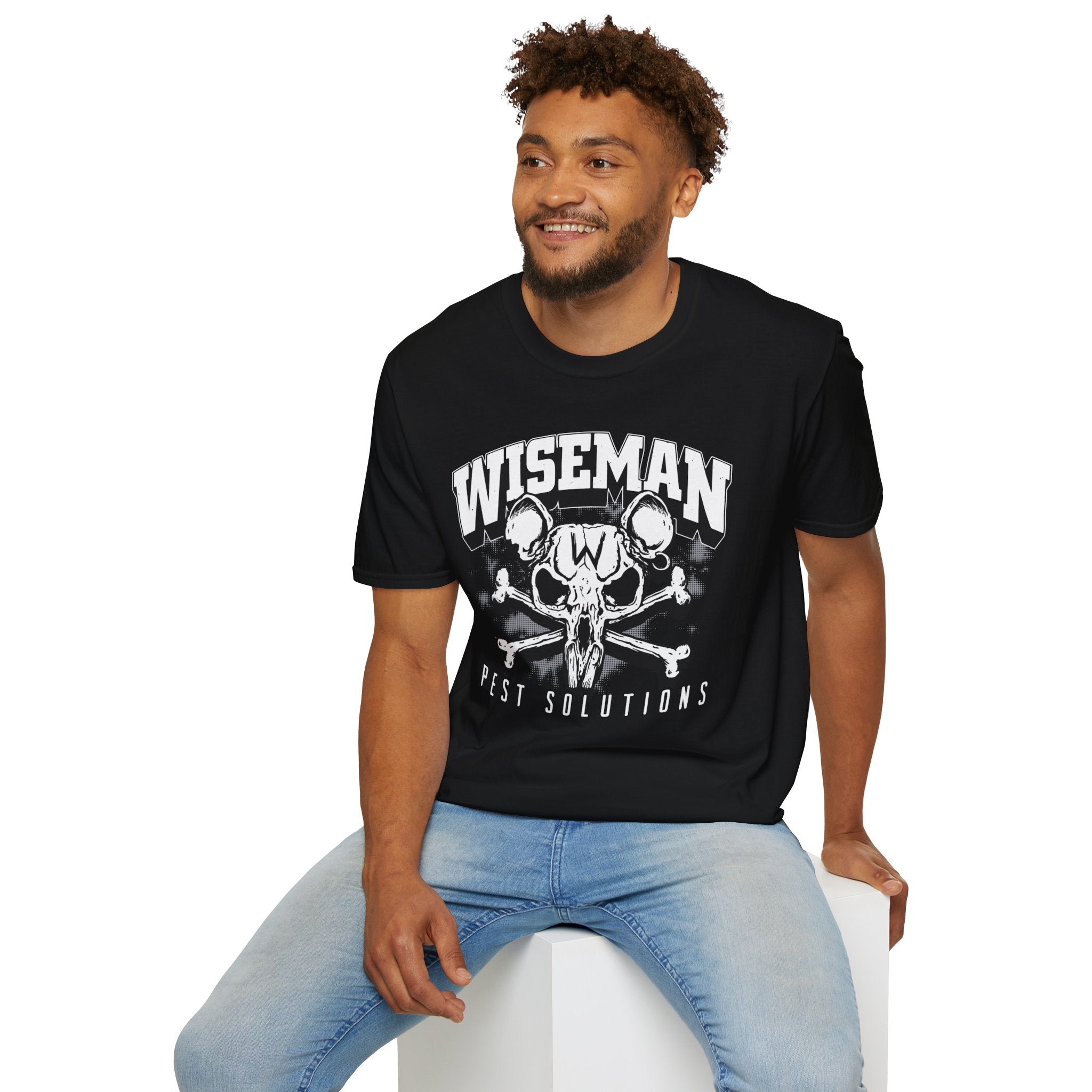 Wiseman Pest Solutions Rat Skull Logo T-Shirt | Exterminator Graphic Tee