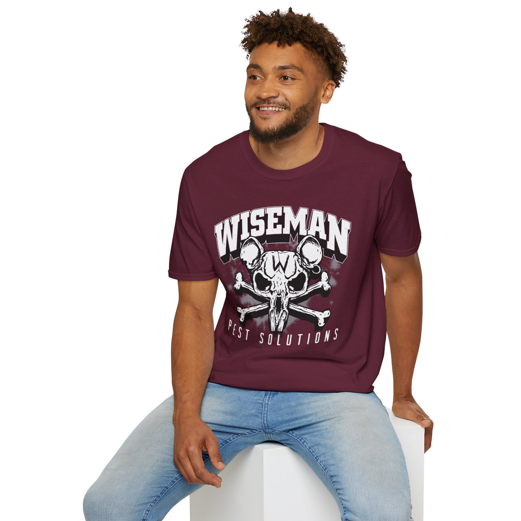 Wiseman Pest Solutions Rat Skull Logo T-Shirt | Exterminator Graphic Tee