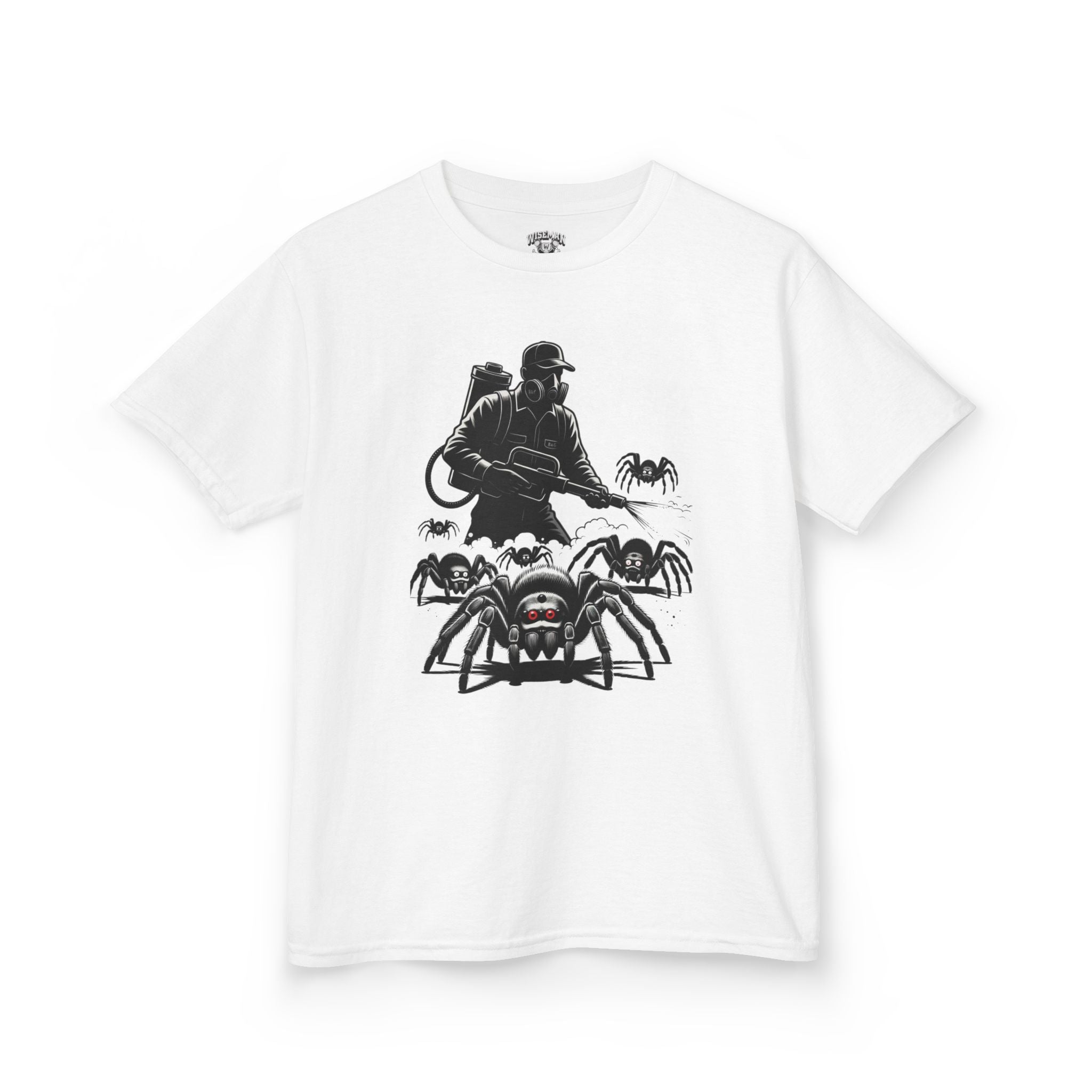 Kids Spider Apocalypse Tee — Creepy Crawly with Exterminator Graphic