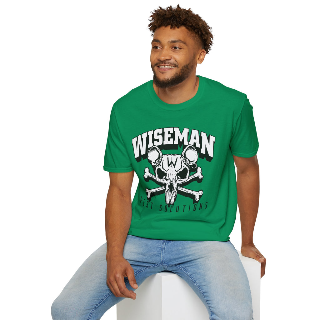 Wiseman Pest Solutions Rat Skull Logo T-Shirt | Exterminator Graphic Tee