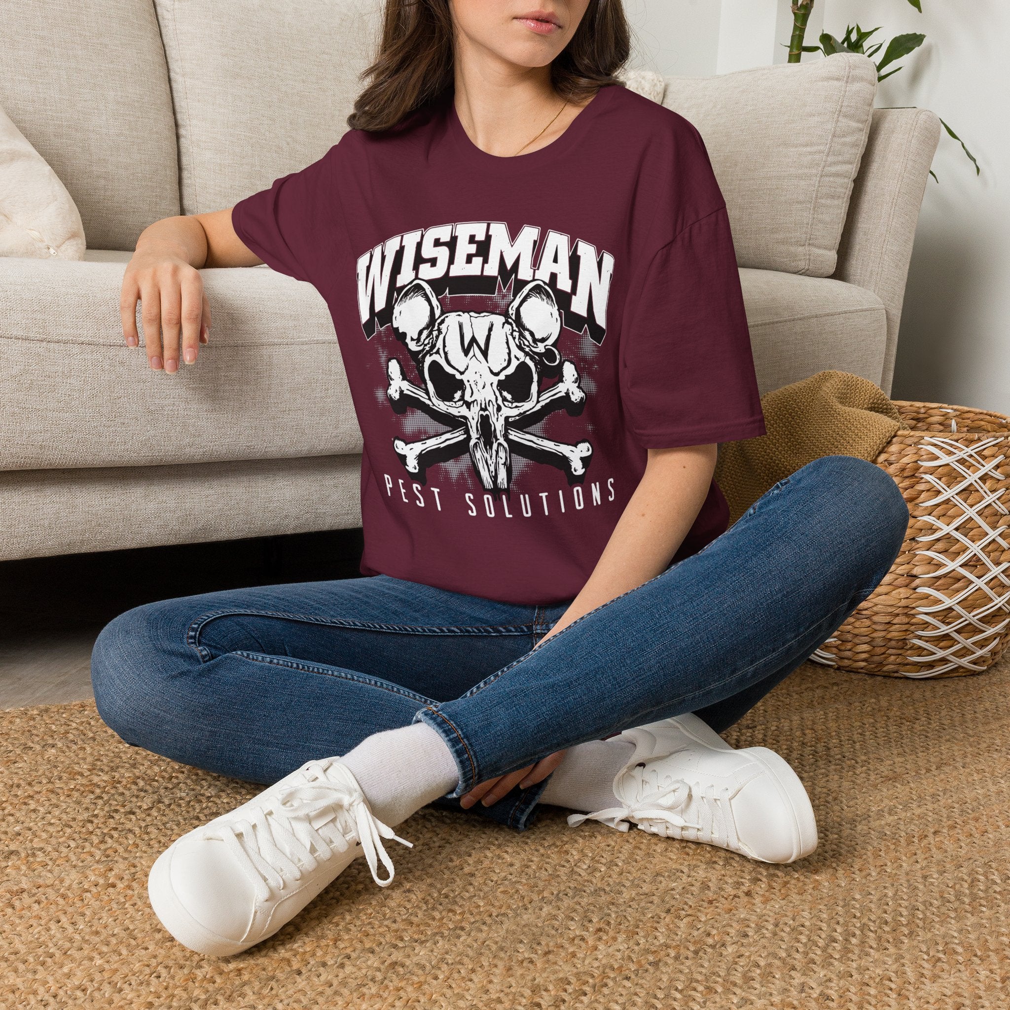 Wiseman Pest Solutions Rat Skull Logo T-Shirt | Exterminator Graphic Tee