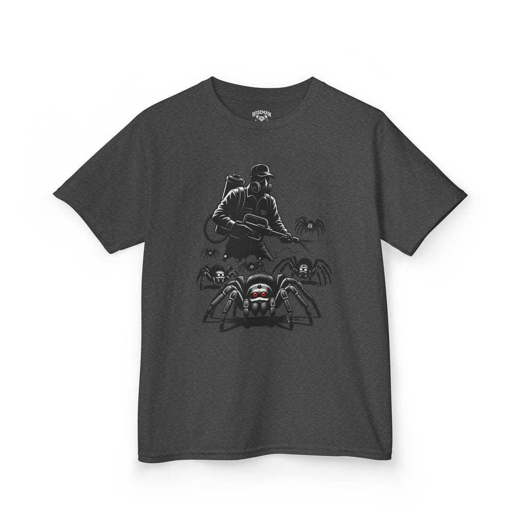 Kids Spider Apocalypse Tee — Creepy Crawly with Exterminator Graphic